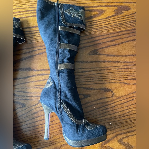 Leg Avenue lolita pirate Anna Black Suede boots y2k - Picture 6 of 13
